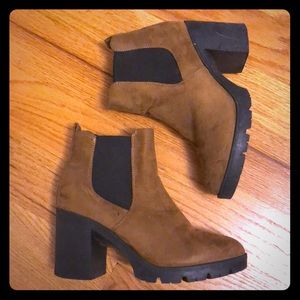 Faux suede brown ankle boots
